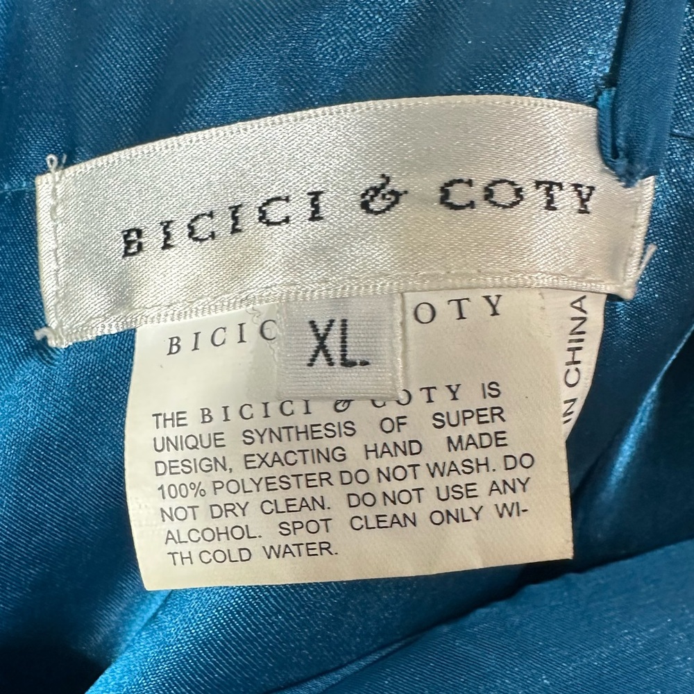 BICICI & COTY A Line Formal Dress Blue with Silver Floral Detail Size XL - Picture 13 of 16